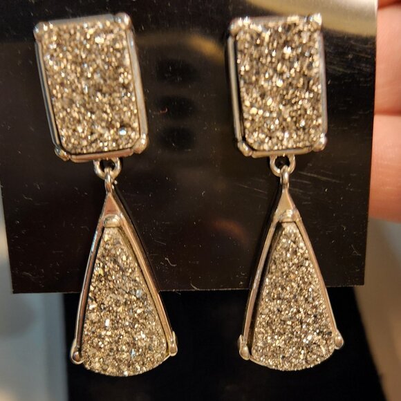 Silver Sparkle Drop Earrings - Picture 2 of 3